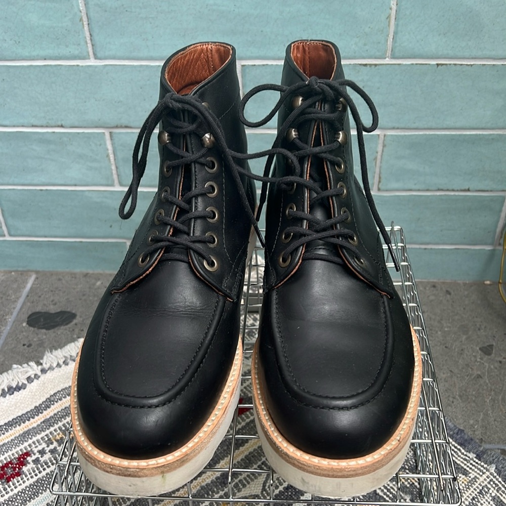 Patina Portland Leather Goods Moc Toe Boot in black